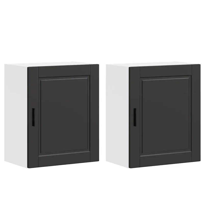 Lot de 2 armoires murales de cuisine modernes optimisent espace rangement 50 x 31 x 60 cm en bois d'ingénierie noir 02_0050345