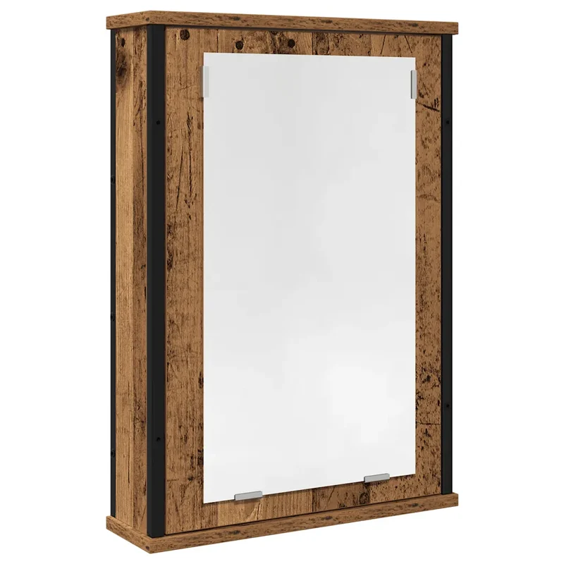 Armoire à miroir de salle de bain murale fonctionnelle 42 x 12 x 60 cm en bois d'ingénierie vieux bois 02_0051849