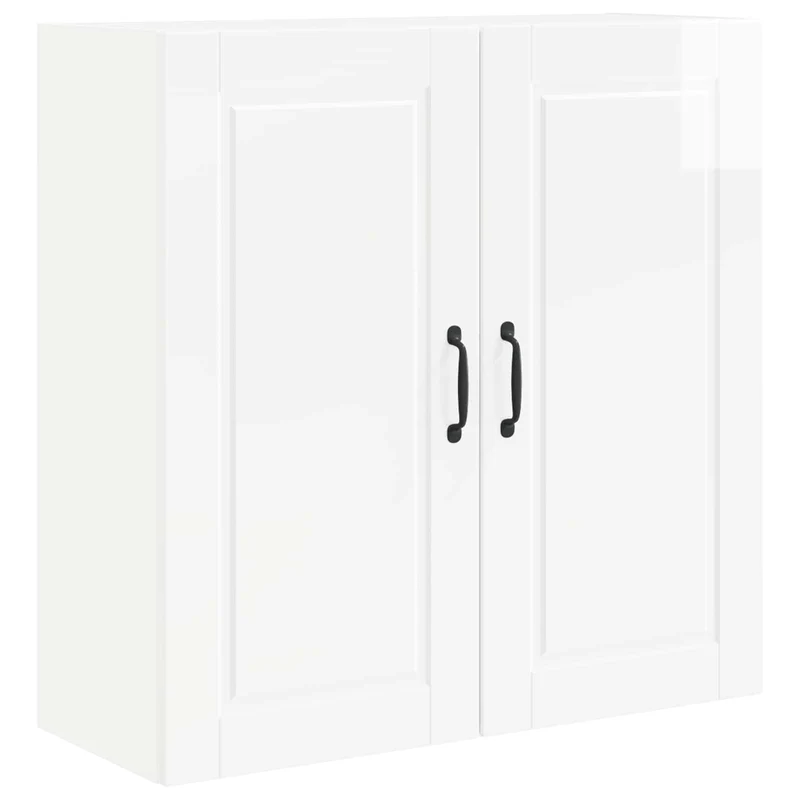 Armoire murale de cuisine moderne avec étagères 80 x 31 x 80 cm en bois d'ingénierie blanc brillant 02_0054402