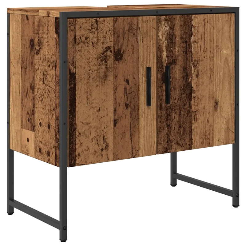Armoire de lavabo de salle de bain gain de place 60 x 33 x 60 cm en bois vieux bois 02_0051181