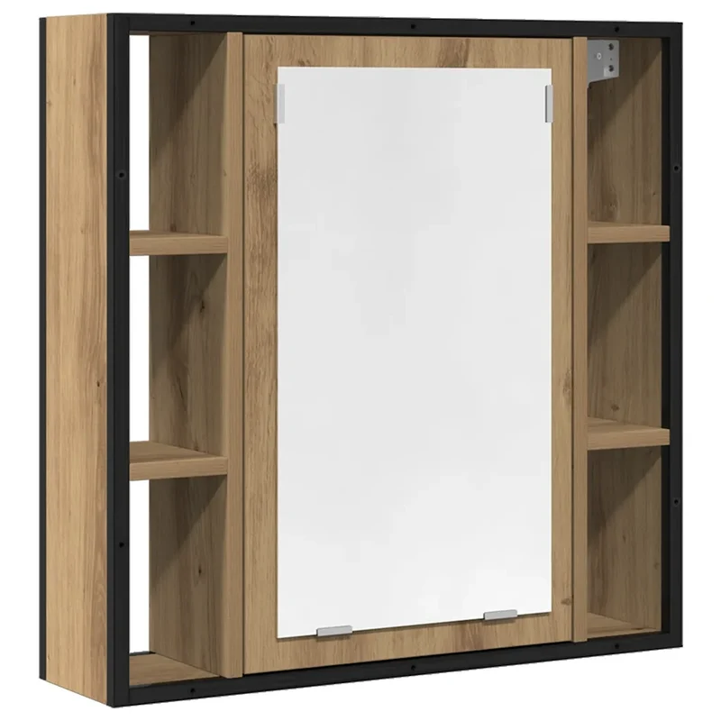 Armoire à miroir murale salle de bain 60 x 16 x 60 cm espace de rangement pratique design épuré en bois chêne artisanal 02_0051847