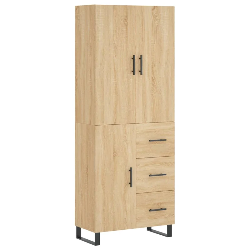 Buffet bahut commode armoire meuble de rangement organisateur cuisine salle de séjour salon haut sonoma 69,5 x 34 x 180 cm bois d'ingénierie marron 02_0034179