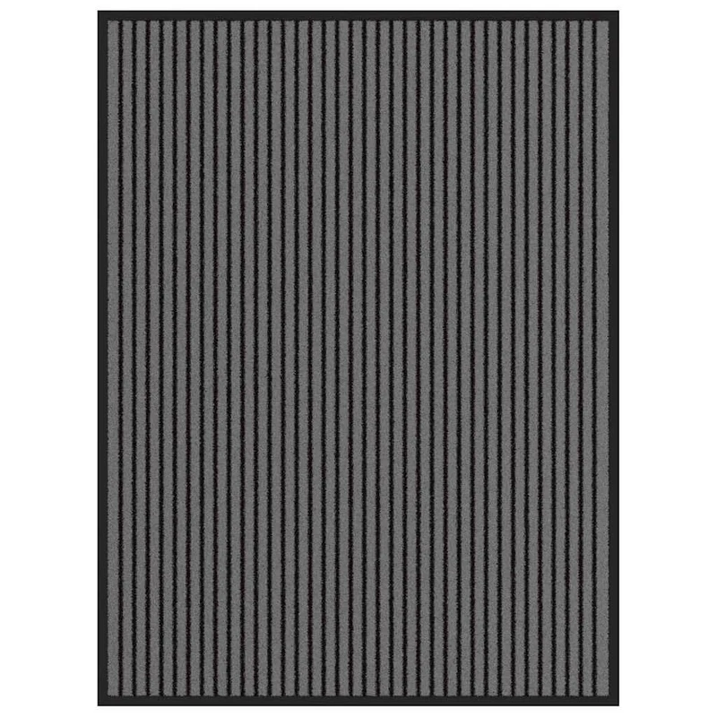 Paillasson rayé antidérapant intérieur extérieur 90 x 120 cm en PP noir 02_0058141