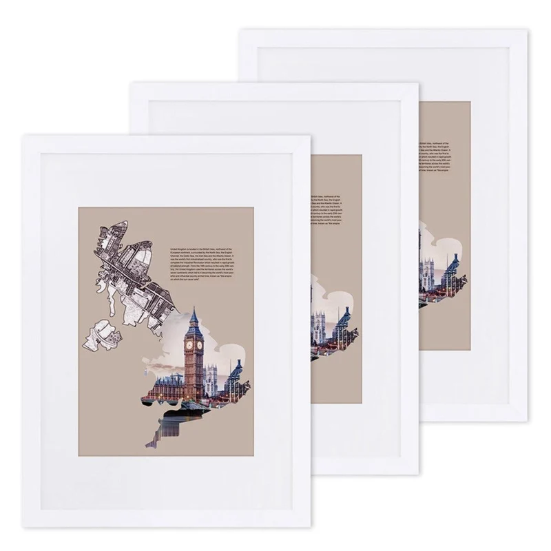 Cadre photo lot de 3 pour photo A3 (29 7 x 42 cm) sans passe-partout photo 20 x 25 cm avec passe-partout vitre en verre blanc 12_0002580