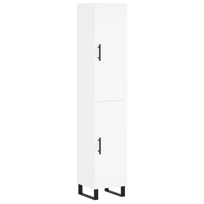 Buffet bahut commode armoire meuble de rangement organisateur cuisine salle de séjour salon haut 34,5 x 34 x 180 cm bois d'ingénierie blanc 02_0032342