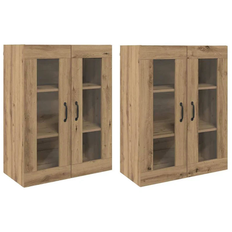 Lot de 2 armoires murales chêne artisanal 69,5 x 34 x 90 cm espace de rangement chic design épuré en bois d'ingénierie chêne 02_0056053