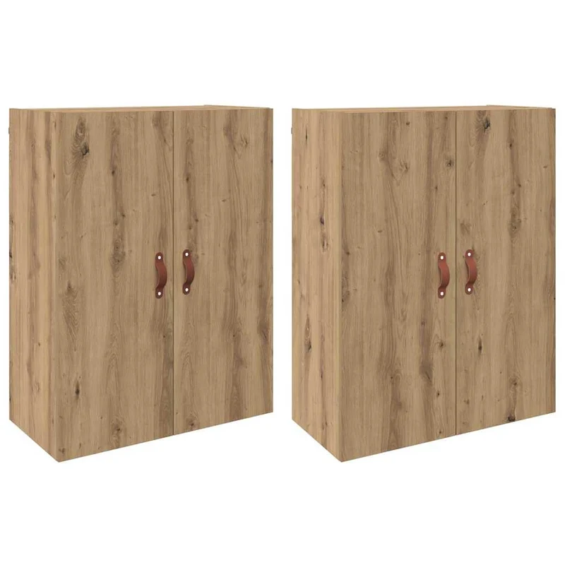 Lot de 2 armoires murales modernes 69,5 x 34 x 90 cm avec grand espace de stockage design épuré en bois d'ingénierie chêne artisanal 02_0056062