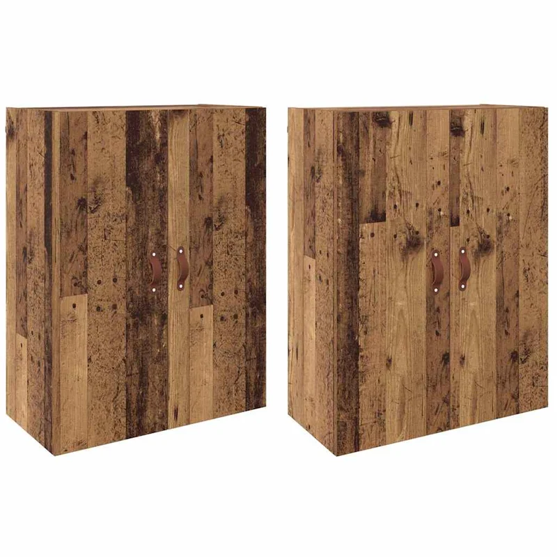 Lot de 2 armoires murales modernes rangement élégant 69,5 x 34 x 90 cm en bois d'ingénierie bois ancien 02_0056061