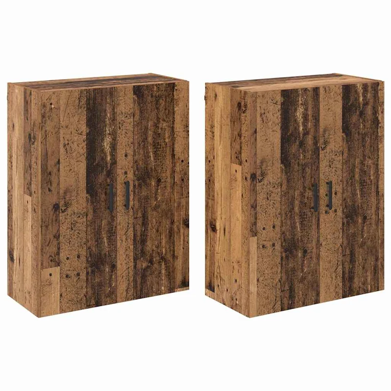 Lot de 2 armoires murales modernes 69,5 x 34 x 90 cm avec grands espaces de rangement épuré contemporain en bois ancien 02_0056049