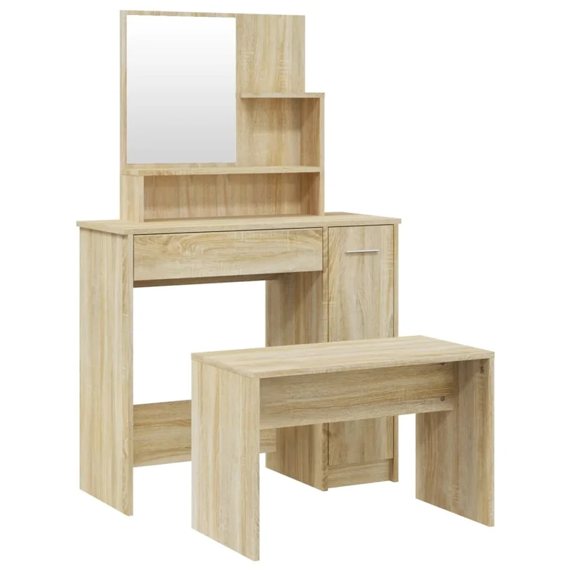 Ensemble de coiffeuse 86,5 x 35 x 136 cm chêne sonoma 02_0006278