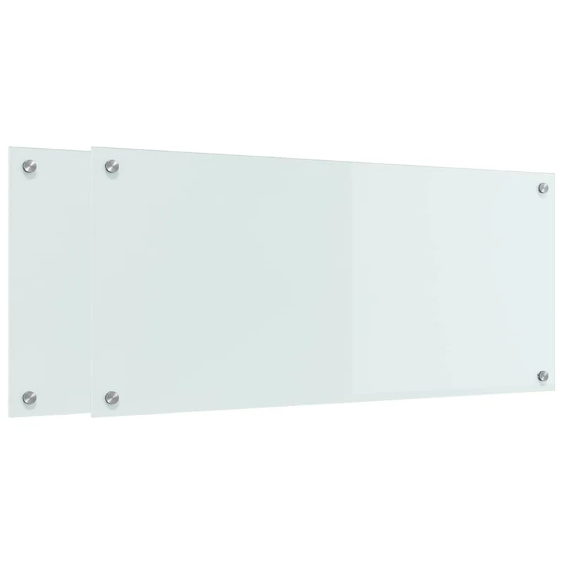 Lot de 2 dosserets de cuisine modernes 90 x 40 cm durables et thermorésistants en verre trempé blanc 02_0056288