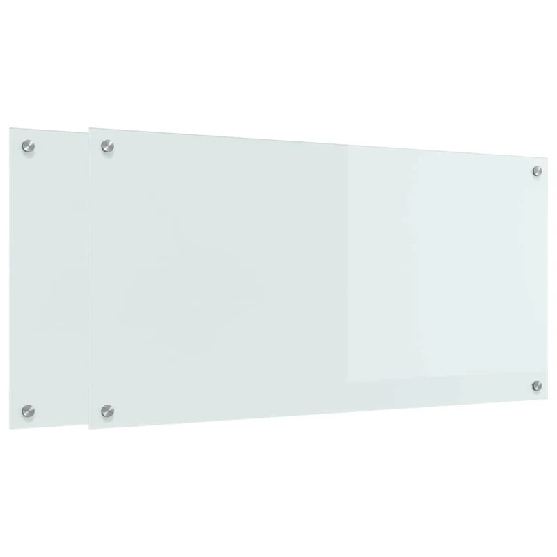 Lot de 2 dosserets de cuisine pratiques thermorésistants 100 x 50 cm en verre trempé blanc 02_0056292