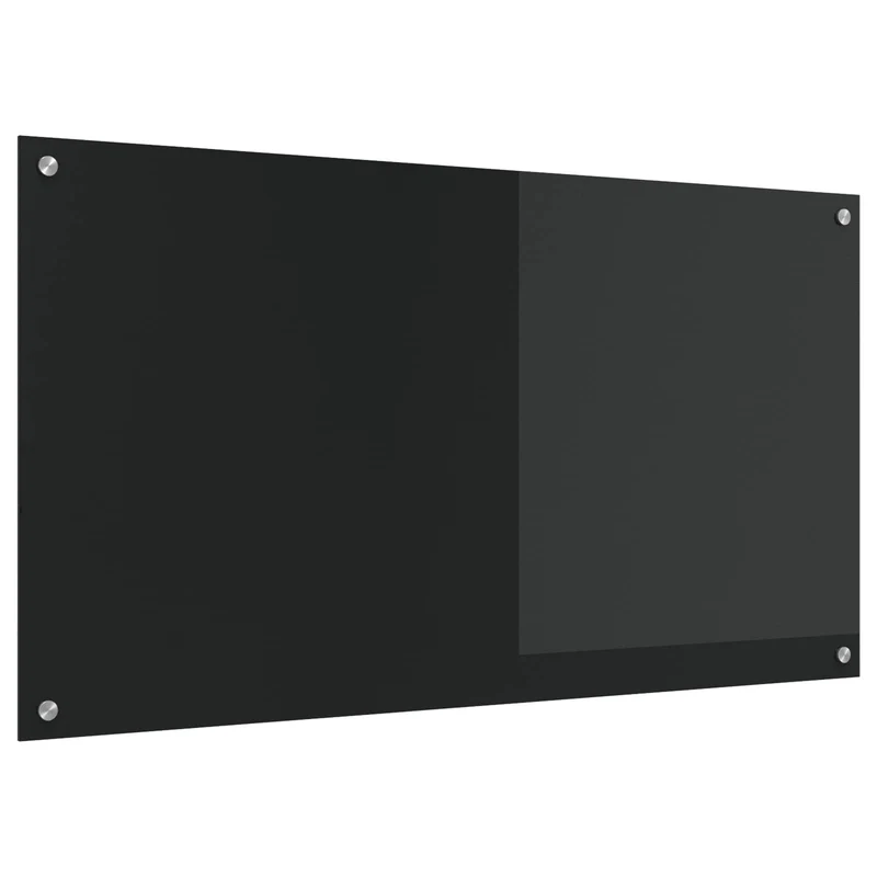 Dosseret de cuisine moderne 110 x 60 cm thermorésistant avec installation facile en verre trempé noir 02_0058478