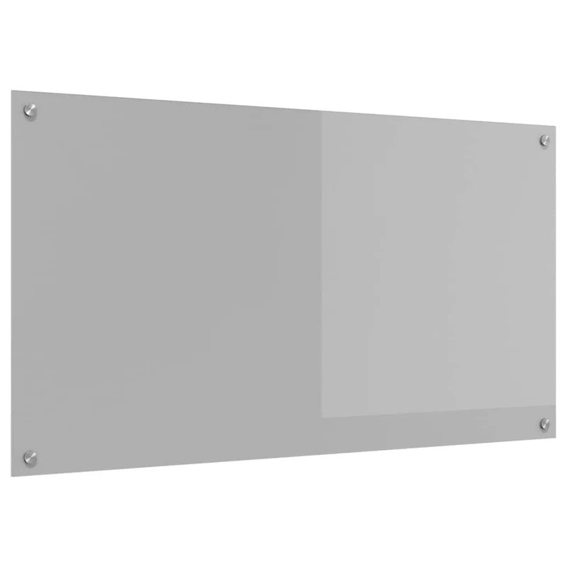 Dosseret de cuisine moderne 110 x 60 cm résistant à la chaleur finition épurée en verre trempé gris clair 02_0058481