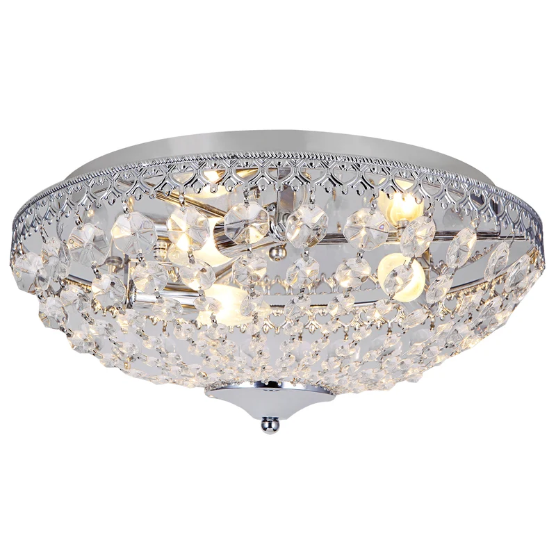 Plafonnier en cristal lampe de plafond aluminium cristal synthétique métal 16 cm diamètre 40 cm chrome 03_0003210