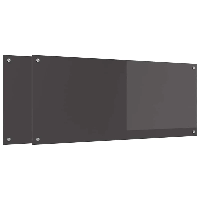 Lot de 2 crédences de cuisine moderne 120 x 50 cm en verre trempé gris foncé durable thermorésistant 02_0056275