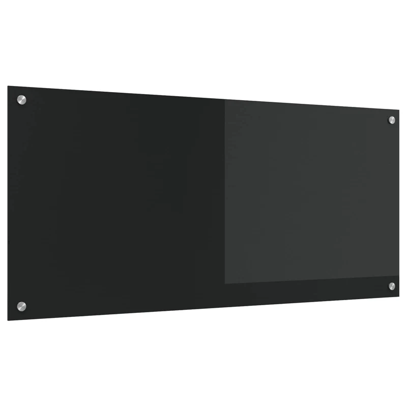 Dosseret de cuisine moderne épuré 110 x 50 cm résistant à la chaleur installation facile en verre trempé noir 02_0058477