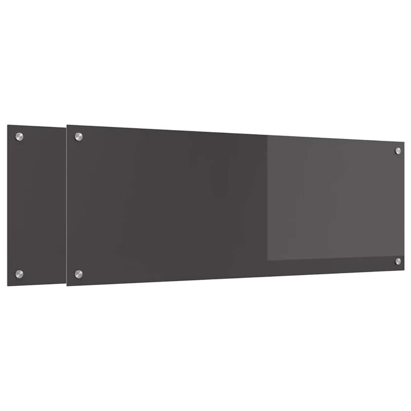 Lot de 2 dosserets de cuisine thermorésistants design moderne 110 x 40 cm en verre trempé gris foncé 02_0056272