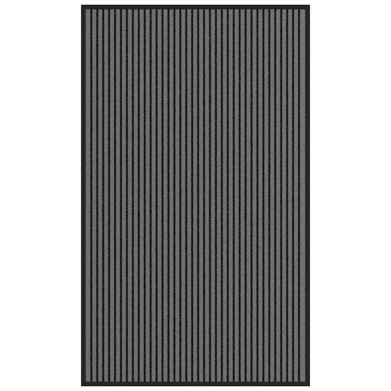 Paillasson rayé durable intérieur extérieur 90 x 150 cm absorption saleté antidérapant en PP noir 02_0058142