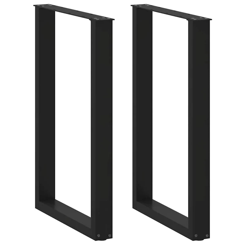 Lot de 2 pieds de table de bar en U 60 x 90-91 cm design moderne avec niveleurs pratiques en acier noir 02_0057464