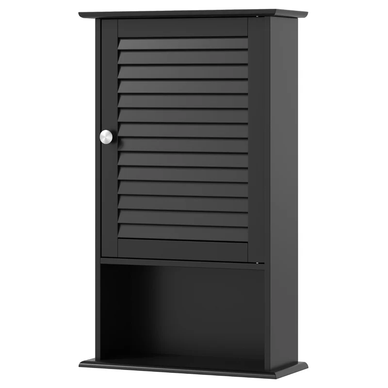 Armoire murale de salle de bain 42 x 16,5 x 70 cm avec étagères ajustables design classique en MDF noir 20_0010303