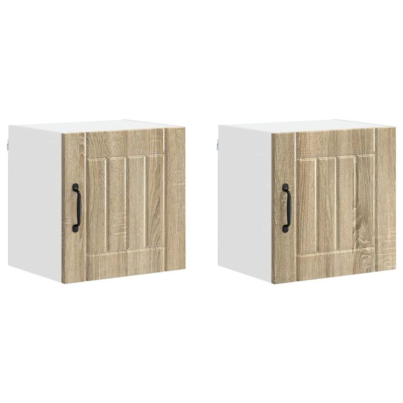 Lot de 2 armoires murales modernes rangement 40 x 31 x 40 cm en bois d'ingénierie chêne sonoma 02_0053908