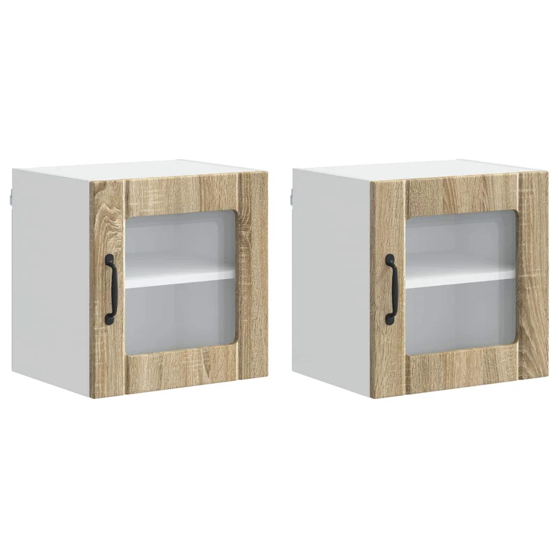 Lot de 2 armoires de cuisine rectangulaires pratiques 40 x 31 x 40 cm en bois d'ingénierie chêne sonoma 02_0053868