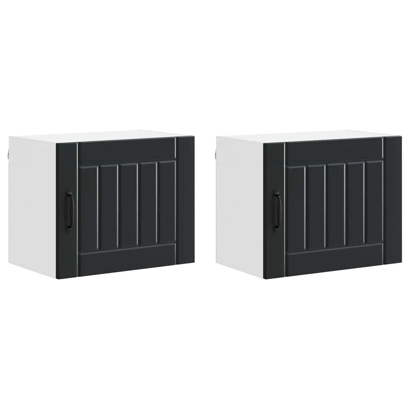 Lot de 2 armoires murales de cuisine modernes pratiques rangement 50 x 31 x 40 cm en bois d'ingénierie noir 02_0053926