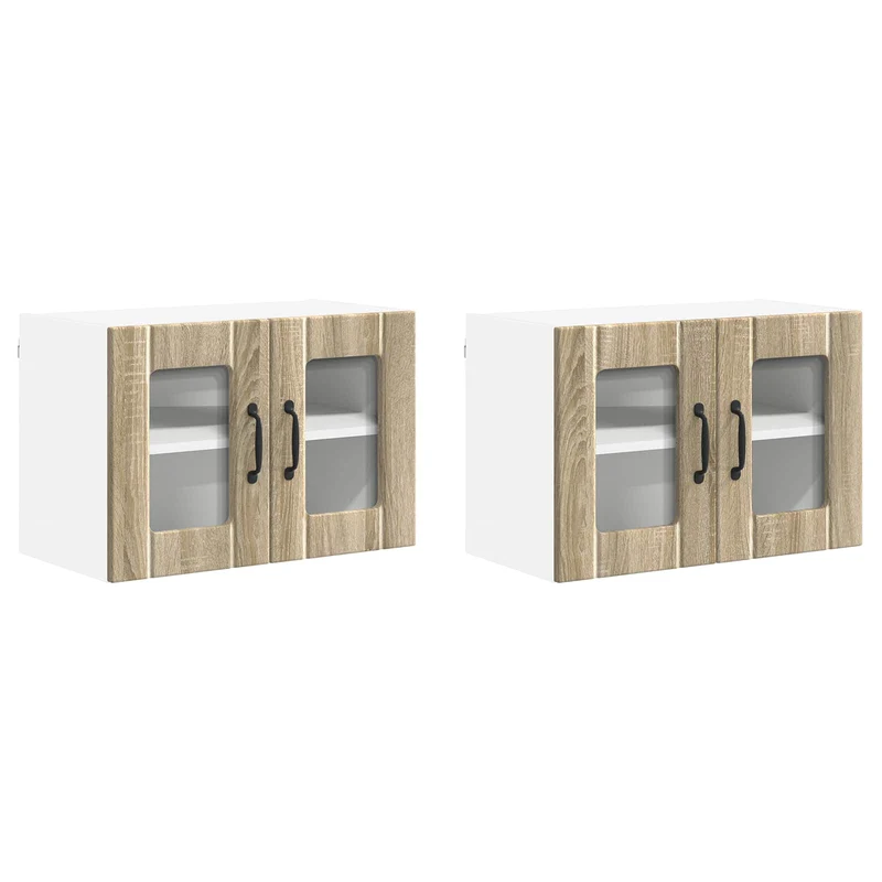 Lot de 2 armoires murales de cuisine motrées pratiques 60 x 31 x 40 cm en bois d'ingénierie chêne sonoma 02_0053989