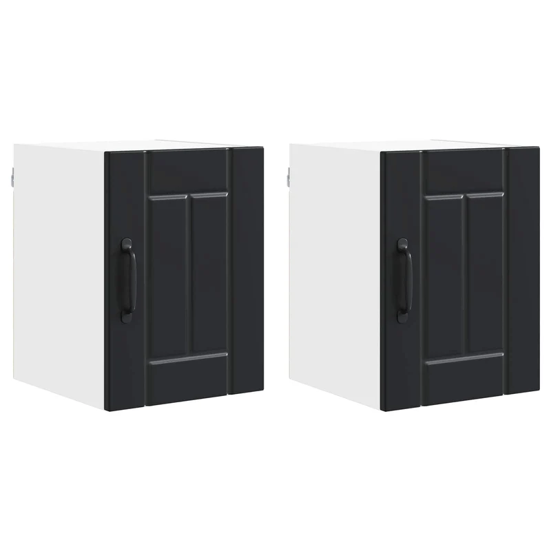 Lot de 2 armoires murales de cuisine modernes 30 x 31 x 40 cm rangement pratique style contemporain en bois d'ingénierie noir 02_0053886