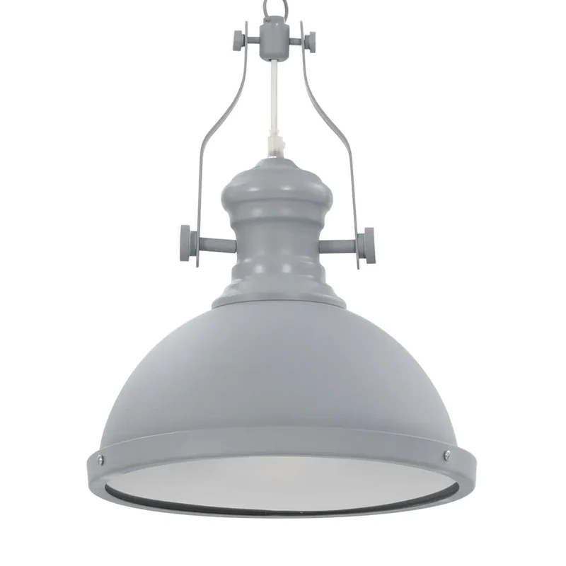 Plafonnier rond design industriel salle à manger 31 x 40 cm polyvalent ambiance cosy en acrylique gris mat 02_0046431