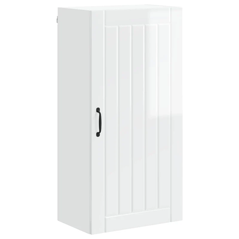 Armoire de cuisine rectangulaire rangement pratique 50 x 31 x 100 cm en bois d'ingénierie blanc brillant 02_0054146