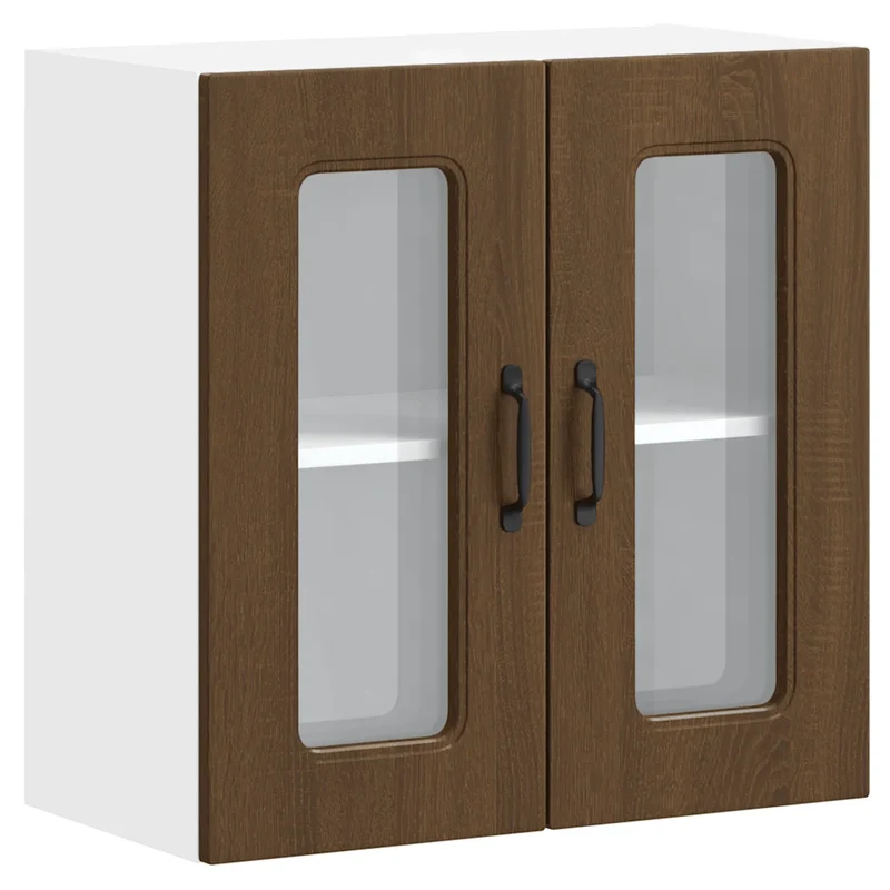 Armoire murale de cuisine design moderne optimisée rangement 60 x 31 x 60 cm en bois d'ingénierie marron 02_0050049