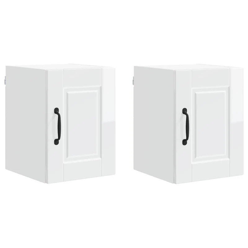 Lot de 2 armoires murales de cuisine modernes avec étagères 30 x 31 x 40 cm en bois d'ingénierie blanc brillant 02_0054210