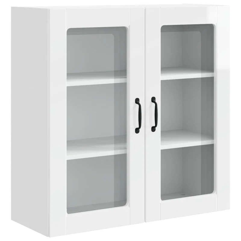 Armoire de cuisine moderne avec étagères rangement efficace 80 x 31 x 80 cm en bois d'ingénierie blanc brillant 02_0054412