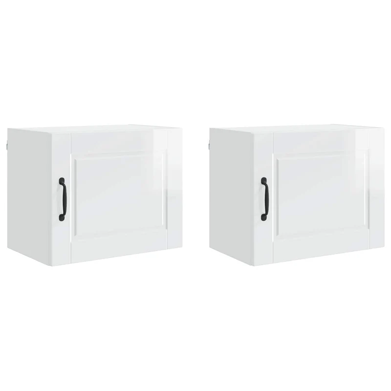 Lot de 2 armoires murales de cuisine moderne rangement optimal 50 x 31 x 40 cm en bois d'ingénierie blanc 02_0054250