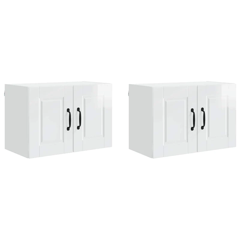 Lot de 2 armoires murales de cuisine moderne usage pratique 60 x 31 x 40 cm en bois d'ingénierie blanc 02_0054269