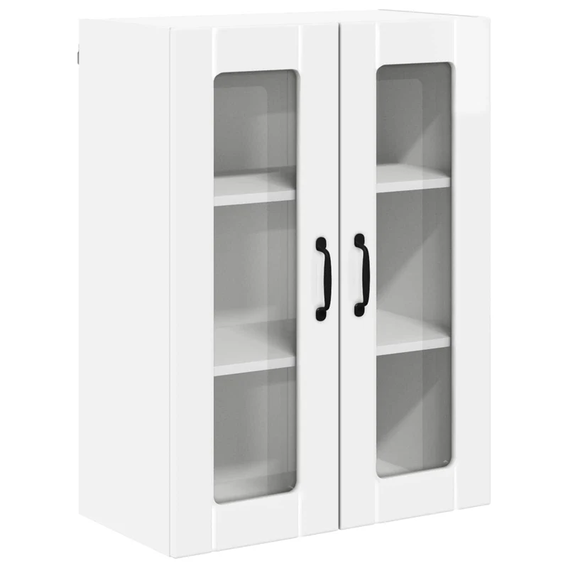 Armoire de cuisine moderne fonctionnelle rangement coulissant 60 x 31 x 80 cm en bois d'ingénierie blanc brillant 02_0054106