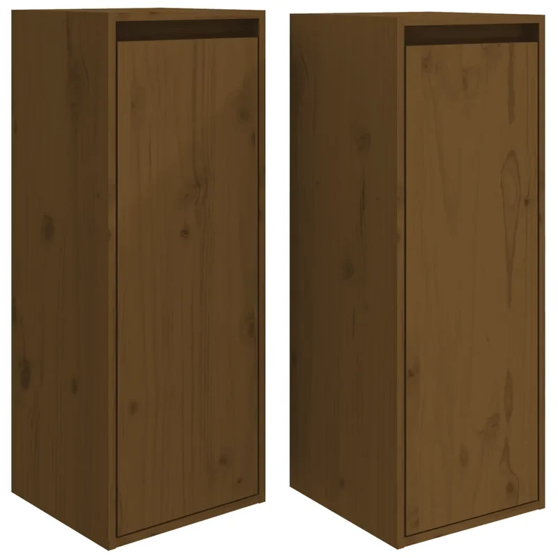 Lot de 2 armoires murales pratiques et décoratives 30 x 30 x 80 cm en bois de pin massif marron miel 02_0048099