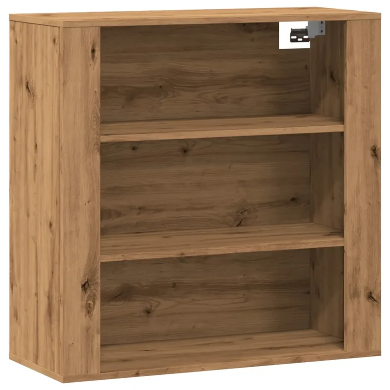 Armoire murale de rangement pratique 80 x 33 x 80 cm design artisanal ambiance cosy en bois d'ingénierie chêne artisanal 02_0051028
