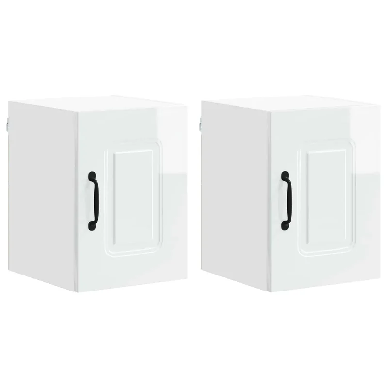 Lot de 2 armoires murales de cuisine pratiques espace de rangement 30 x 31 x 40 cm en bois d'ingénierie blanc brillant 02_0053542