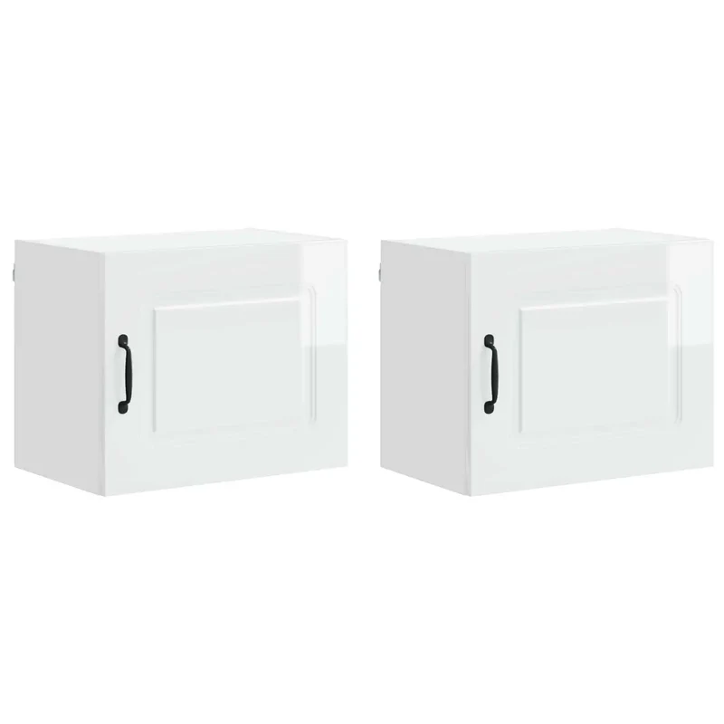 Lot de 2 armoires murales de cuisine fonctionnelles design épuré 50 x 31 x 40 cm en bois d'ingénierie blanc brillant 02_0053582