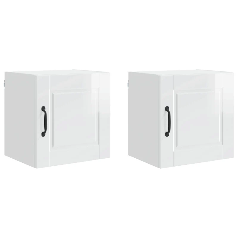Lot de 2 armoires murales rangement moderne cuisine 40 x 31 x 40 cm en bois d'ingénierie blanc brillant 02_0054230