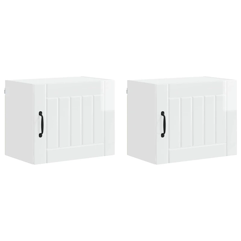Lot de 2 armoires murales de cuisine modernes pratiques organisation 50 x 31 x 40 cm en bois blanc brillant 02_0053932