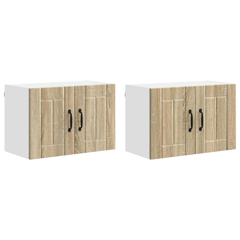 Lot de 2 armoires murales de cuisine moderne rangement pratique 60 x 31 x 40 cm en bois d'ingénierie chêne sonoma 02_0053945