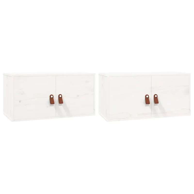 Lot de 2 armoires murales pratiques 60 x 30 x 30 cm finition rustique décoration intérieure en bois blanc 02_0048374