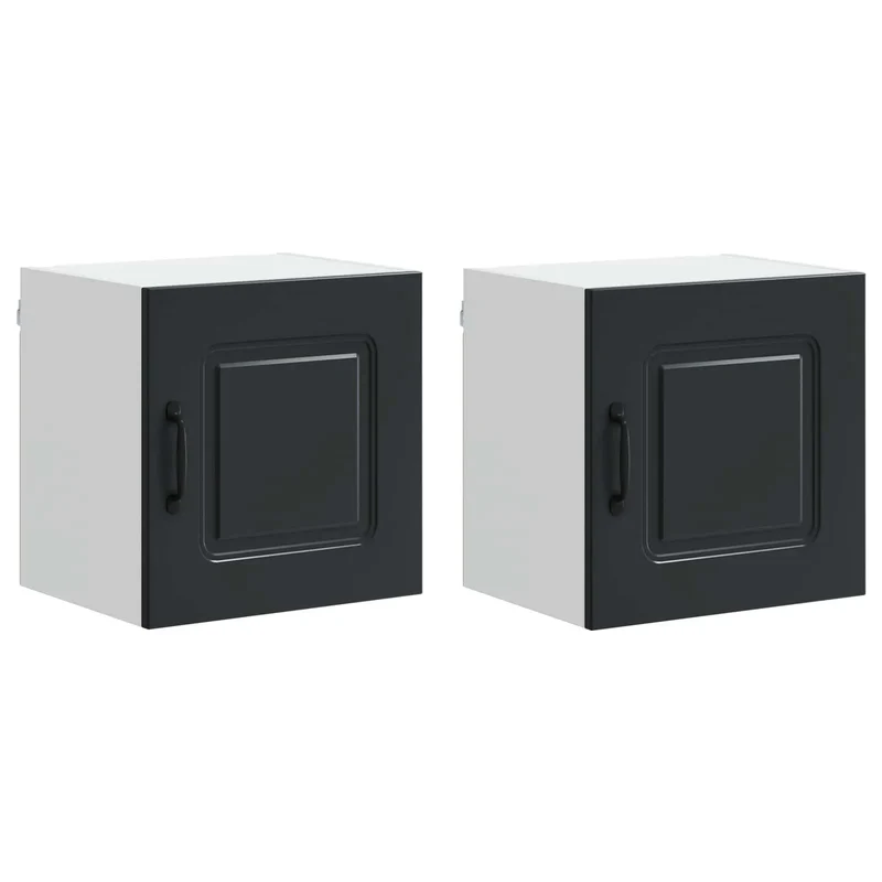 Lot de 2 armoires murales de cuisine moderne rangement efficace 40 x 31 x 40 cm en bois d'ingénierie noir 02_0053556