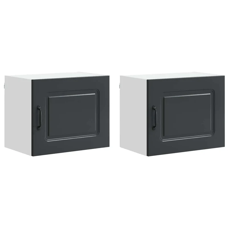 Lot de 2 armoires de cuisine modernes rangement pratique 50 x 31 x 40 cm en bois d'ingénierie noir 02_0053576