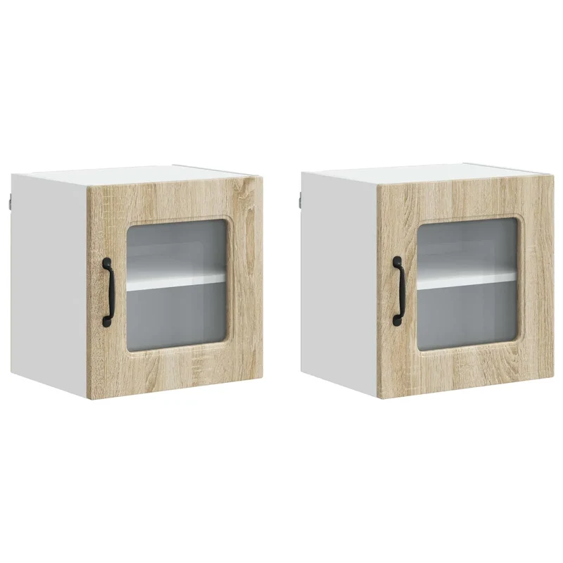 Lot de 2 armoires murales de cuisine modernes avec grand espace de stockage 40 x 31 x 40 cm en bois d'ingénierie chêne sonoma 02_0053518