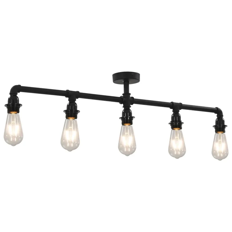 Plafonnier moderne steampunk design intérieur 95 x 18 cm ambiance cosy en métal noir 02_0046434